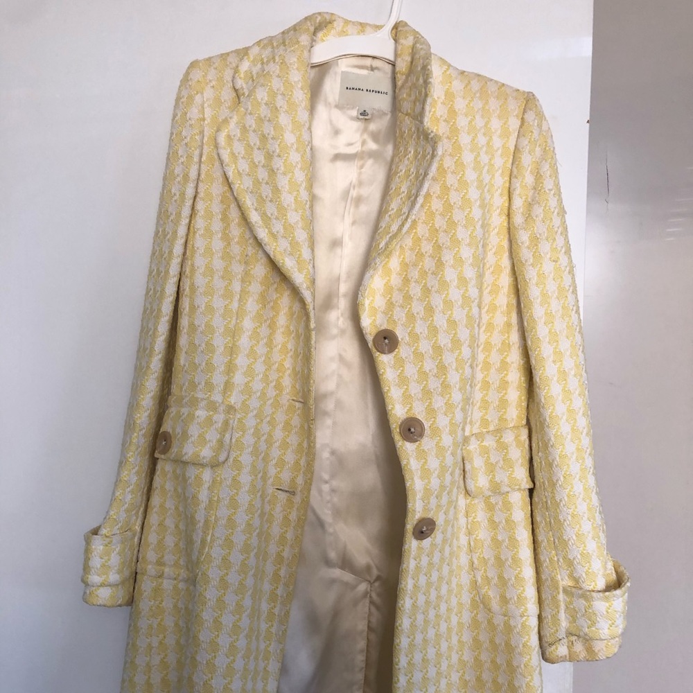 Yellow and White Banana Republic Coat